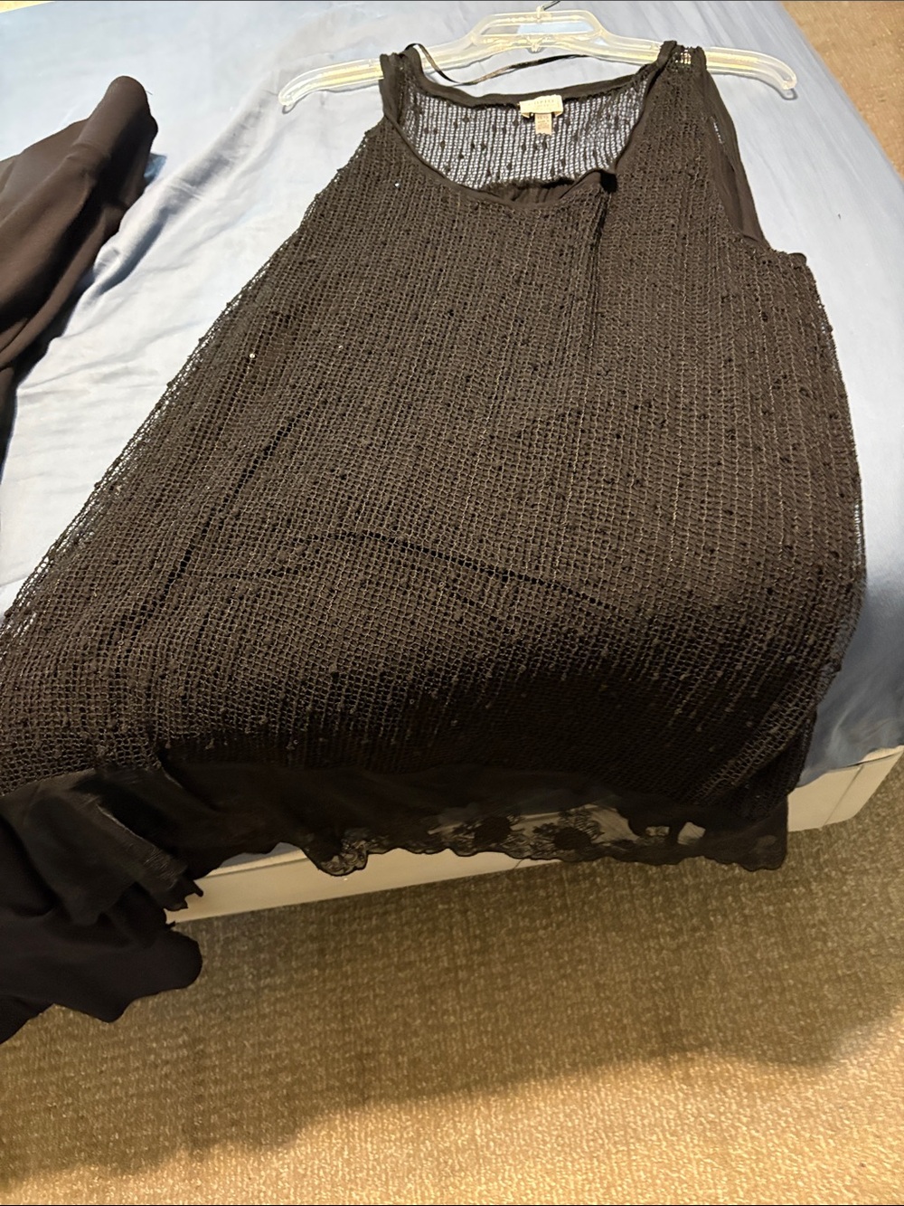 Black Textured Knit Sweater Classic Crew Neck black leggings and sleeveless top - Picture 12 of 16